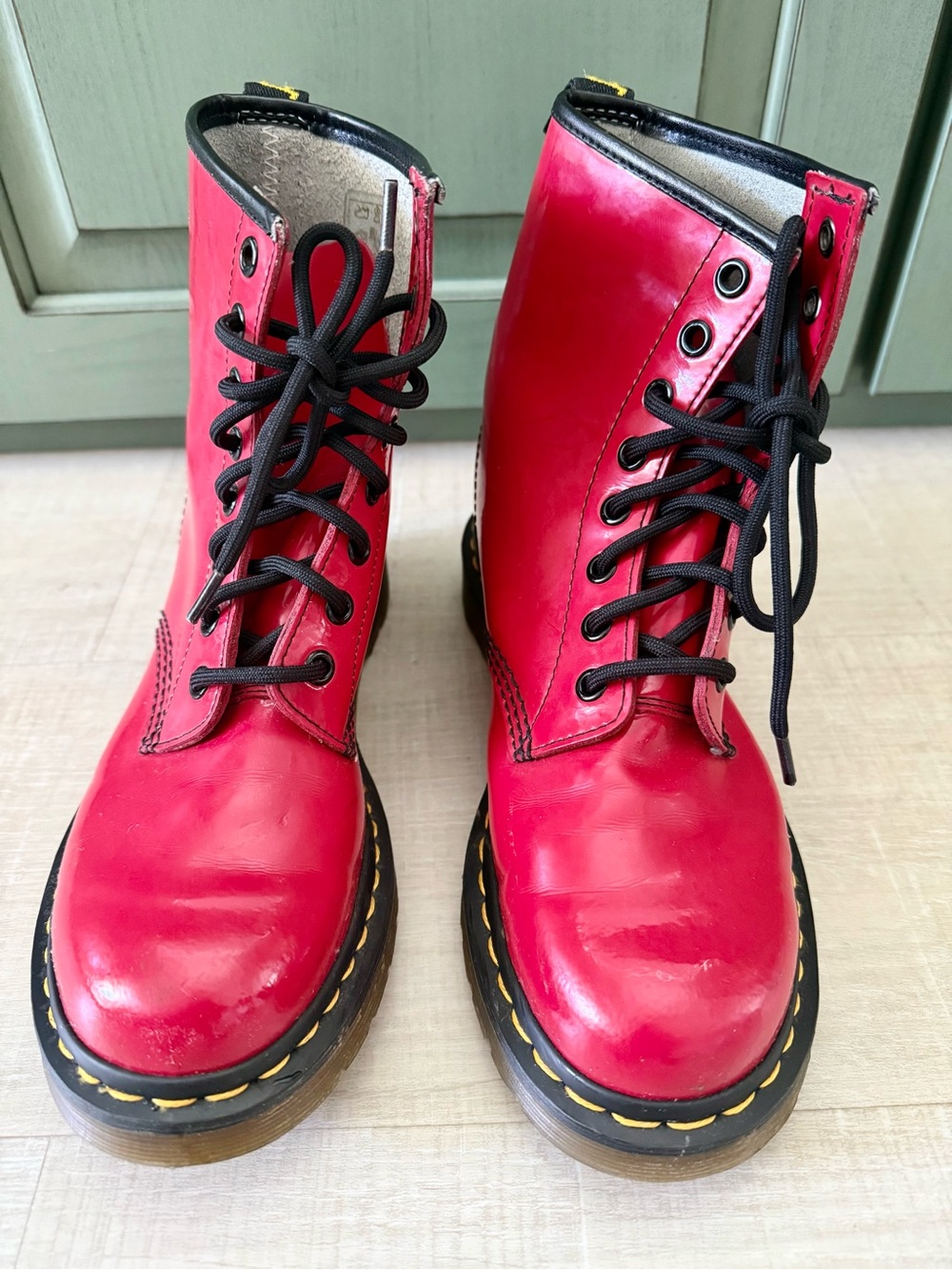 Dr. Martens 1460 Cherry Red Leather Lace-Up Combat Boots Women US 7 EU38